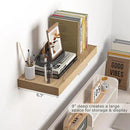 Fun Memories Floating Shelves - 16 Inch Wall Shelf for Decor & Storage - Wall Mounted Display Shelving with Invisible Heavy Duty Metal Bracket 2Pack, Oak by CozyNest Decor