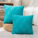 decorUhome Fall Throw Pillow Covers 24x24 Inch Set of 2, Soft Plush Decorative Faux Fur Turquoise Solid Couch Pillow Covers, Accent Farmhouse Neutral Square Euro Pillow Cases for Sofa Bed Living Room by CozyNest Decor