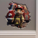 Firefighter Mouse in Mouse Hole Decal - Mouse Hole 3D Wall Sticker by CozyNest Decor
