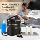 Breastmilk Cooler Bag with Ice Pack & Pacifier Case, Large Double Layer Insulated Baby Bottle Cooler Fits 6 Bottles, Breast Pump Storage Bag for Working Nursing Moms, with Gift Box by TinyTreasures Baby Boutique
