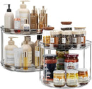 LAMU 2 Pack 2 Tier Lazy Susan Turntable Organizer 9.25'' Rotating Spice Rack Organization for Cabinet, Kitchen, Pantry, Countertop, Bathroom, Vanity, Medicine Cabinet Organizer, Grey by CozyNest Decor