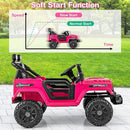 Costzon 12V Kids Ride on Truck Car, Electric Vehicle w/Remote Control, Threaded Wheels, 3 Speeds, LED Lights, Music, Horn & Wireless Connection, Battery Powered Ride on Toy for Boys & Girls 3+ (Pink) by TinyTreasures Baby Boutique