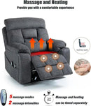Power Lift Chair Recliners for Elderly with Heated and Massage, 4 Motor Headrest, Lumbar Independent Adjustment Power Lift Recliner with Hidden Cup Holder、Side Pocket、Back Pillow by CozyNest Decor