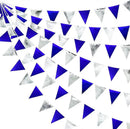 Royal Blue Silver Party Decorations Navy Blue Triangle Pennant Banner Flag Metallic Fabric Bunting Garland for Birthday Graduation Wedding Retirement Nautical Ahoy Achor Pirate Theme Party Supplies by GreenHaven Gardens