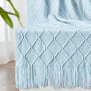 inhand Knitted Throw Blanket for Couch and Bed, Soft Living Room Home Decor Knitted Blanket with Tassel, Outdoor Lightweight Breathable Summer Blanket, Farmhouse Warm Woven Decorative, 50"x60" by CozyNest Decor