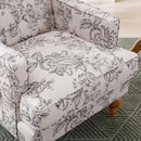 DUOMAY Tufted Accent Chair Set of 2, Modern Linen Upholstered Wingback Side Arm Chair for Living Room Bedroom with Wood Legs, Comfy Reading Guest Chair for Office, Beige Flower Pattern by CozyNest Decor