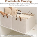 StorageWorks Storage Bins, Shelves Baskets for Organizing, 45L Extra Large Fabric Closet Organizers with Handles, Metal Frame, Beige（Cotton-linen）, 2-Pack by CozyNest Decor
