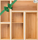 Bamboo Drawer Organizer 5 Pcs for Kitchen Multi-purpose Storage Dividers for Kitchen, Office, Jewelry, Cosmetics, Wooden Drawer Dividers for Drawer Organizer Desk Organizer Gift for Women Gifts Idea by CozyNest Decor