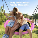 Hapfan 40" Saucer Tree Swing for Kids and Adults, Disc Round Swing for Kids Outdoor with Swivel, UV-Resistant Textilene Fabric, 700 lb Weight Capacity, 9.8 FT Hanging Straps, 2-Year Warranty(Pink) by TinyTreasures Baby Boutique