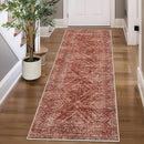 COZYLOOM 2x6 Rug Modern Indoor Area Rug Machine-Washable for Living Room or Hallway Softness Foldable Mat for Easy Storage Geometric Design Non Slip Rug Low Pile Stain Resistant Carpet, Brick Red by TinyTreasures Baby Boutique