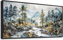PHAOHUAXM Large Canvas Printing Artworks Wall Art For Bedroom Wall Decor For Living Room Office Home Decor Rivulet View Painting Forest Tree Landscape Watercolour Pictures Black Framed 30x60 In by CozyNest Decor