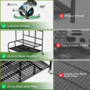 Garden Tool Organizer Rack with Wheels Up to 39 Tools, Heavy-Duty Steel Yard Tool Organizer for Garage Storage with 12 Hooks, Broom Holder & Garden Tool Rack for Shed, Patio, Outdoor Use, Black