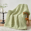 Chunky Knit Throw Blanket, 30''*40'' Knitted Throw Chenille Yarn for Bed Couch, Handmade Light Green Crochet Big Thick Blanket, Machine Washable Cute Comfy Blanket for Home Decor by CozyNest Decor