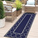GENIMO 2.5 ' x 8 ' Outdoor Rug for Porch Patio Clearance, Waterproof Indoor Outdoor Plastic Straw Rugs Carpet, Reversible Outside Area Rv Mat for Camping, Balcony, Deck, Picnic, Beach (Blue & Gray) by CozyNest Decor