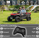 sopbost 24V 10Ah Ride On Toys for Big Kids to Drive 2 Seater Ride On Car with Remote Control Battery Powered Side by Side UTV with Large Dump Bed, 4x75W Motors, Red & Black by TinyTreasures Baby Boutique