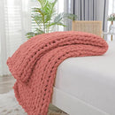 Bigacogo Chunky Knit Throw Blanket for Couch, 40x60 inches, 100% Hand Knitted with Thick Jumbo Chenille Yarn, Cozy Soft Large Rope Knot Cable Crochet Blankets for Sofa Bed Living Room, Antique Red by CozyNest Decor