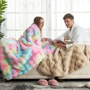 Cozy Bliss Faux Fur Throw Blanket for Couch, Fuzzy Soft Plush Thick Bubble Blanket for Sofa Bedroom Living Room,50 * 60 Inches Tie-dye Rainbow by CozyNest Decor