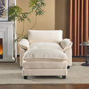 Karl home Oversized Accent Chair Teddy Fleece Sofa with Chaise, Modern Sofa Chair with Removable Ottoman Modular 1-Seater Couch and 2-Layer Ottoman for Living Room, Apartment, Studio, Beige by CozyNest Decor