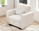 38.5 Oversized Accent Chair with Storage Beige, Single Modern Accent Sofa Chair with Arms for Apartment Living Room Linen(21" Deep Seat) by CozyNest Decor