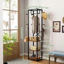 IBUYKE Coat Rack with Shelves, Freestanding Hall Tree with 3 Shelves and 8 Hooks, Industrial Clothes Stand for Entryway, Hallway, Bedroom, Rustic Brown UTMJ088H by CozyNest Decor