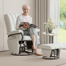 JIASTING 360° Swivel Leather Recliner Chair with Ottoman & Double Side Pockets, Nursing Glider Rocking Recliner Chair, Gliding Chairs for Nursery, Living Room, Office, Bedroom, Metal Frame (White) by TinyTreasures Baby Boutique