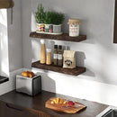 24" Floating Shelves, Live Edge Solid Elm Wood Floating Shelf, Wall Mounted Display Shelves with Heavy-Duty Bracket for Books, Rustic Wooden Shelf for Kitchen, Bathroom, Walnut Color, Set of 2 by CozyNest Decor