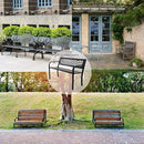 Garden Bench,Outdoor Benches,Iron Steel Frame Patio Bench with Mesh Pattern and Plastic Backrest Armrests for Lawn Yard Porch Work Entryway,Black by GreenHaven Gardens