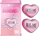 BioSwiss Bandages, Valentine Heart Shaped Self Adhesive Bandage, Latex Free Sterile Wound Care, Fun First Aid Kit Supplies for Kids, 50 Count by TinyTreasures Baby Boutique
