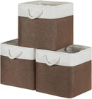 Bidtakay Collapsible Rustic Cube Storage - Brown Cloth Baskets with Handles, 13x13x13 Inch, Set of 3 Fabric Storage Bins by TinyTreasures Baby Boutique