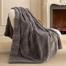 Amélie Home Luxury Striped Faux Fur Throw Blanket for Couch, Embossed Split Fur Cozy Fuzzy Fluffy Luxurious Soft Plush Sofa Chair Bed Gift Blankets for Women Men Wife Friend, 60"x80", Charcoal Gray by CozyNest Decor