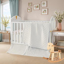 Brandream White Crib Bedding Set 3 Pieces Baby Nursery Collection - Quilt,Crib Sheet,Dust Ruffle-100% Washed Cotton Like Linen Supersoft Classic Quilted Plaid Off White Cream by TinyTreasures Baby Boutique