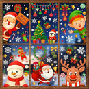 Christmas Window Clings - 9 Sheets 162 Pcs Cute Xmas Decorations for Winter Holiday Home Party Santa Reindeer Snowman Gingerbread Snowflake Stickers for Glass Double-Sided Static Window Decals by CozyNest Decor