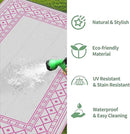 GENIMO Outdoor Rug Waterproof 6'x9' for Patio, Foldable Reversible Plastic Straw Carpet for Travel Trailers, Outside Area Mat for Rv, Deck, Picnic, Porch, Camper, Balcony, Beach, Pink & Grey by CozyNest Decor