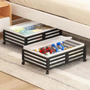 Under Bed Storage with Wheels-Large Bamboo Underbed storage Containers with Large Dust Bag Stackable Under the Bed Shoe Storage Bins for Clothes Books Bedding (2 Packs Black, 23.62"L×16.54"W× 6.51"H) by CozyNest Decor