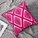 Alysheer Embroidered Decorative Throw Pillow Covers 18x18 inches Set of 2 Pieces, Boho Geometric Modern Chic Classic Pattern Cotton Cushion Cases for Sofa Couch Bed Living Room(Bright Hot Pink) by CozyNest Decor