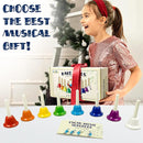 MINIARTIS Hand Bells for Kids | Educational Music Toys for Toddlers 8 Notes Colorful Handbells Set | Kids Musical Instrument with 15 Songbook | Great Birthday Gift for Children by TinyTreasures Baby Boutique
