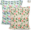 2pcs Travel Waterproof Laundry Bag, Cloth Diaper Wet Dry Bags with Handle & 2 Zipper Pockets, Reusable Washable Dirty Clothes Bag for Baby Adult Travelling Hanging, Bathing Beach Pool Daycare by TinyTreasures Baby Boutique