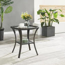 Patio Tables Wicker Side Table - Rattan End Table with Glass Top for Outdoor Outside Patio Porch Deck Square Brown by GreenHaven Gardens