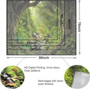 Misty Forest Tree Cave Tapestry Nature Green Tapestry Enchanted Rainforest Tropical Jungle Sunshine Flowing Stream Landscape Wall Tapestries for Living Room Bedroom Dorm Office (50" × 60")