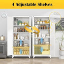 Kitchen Pantry Cabinet,75”White Metal Storage Cabinets with Doors and 4 Adjustable Shelves,Kitchen Cabinet with 2 Gold Handles,Tall Cabinet for Livingroom,Pantry, Bathroom by CozyNest Decor