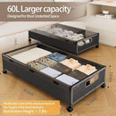 Under Bed Storage Containers with Wheels, Underbed Shoe Storage Organizer with Removable Lids, Large Rolling Under Bed Storage Dresser Drawers for Clothes Toys Shoes Blankets by CozyNest Decor