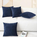 CaliTime Throw Pillow Covers Decorative 18 X 18 Inches Pack of 4 Cozy Chenille Cushion Cases for Couch Sofa Bed Living Room Home Navy Blue by CozyNest Decor