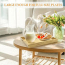 3 Pack Acacia Wood Serving Tray with Handles, Decorative Serving Trays Platter for Breakfast in Bed, Lunch, Dinner, Patio, Ottoman, Coffee Table, BBQ, Party, Great for Lap &Couch (Set of 3) by CozyNest Decor