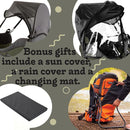 Hiking Baby Carrier Backpack - Comfortable Toddler/Baby Backpack Carrier System with Diaper Change Pad, Insulated Pocket + Rain and Sun Hood to Protect Your Child by TinyTreasures Baby Boutique