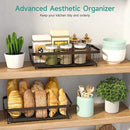 3 Tier Fruit Basket for Kitchen Counter with 2 Mobile Banana Hangers, 2025 Pro Detachable Metal Fruit Bowl with Wooden Handle, Fruit Holder for Bread Snack Veggies, Brown by CozyNest Decor