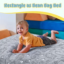 Kids Bean Bag Chair Turn into Beanbag Bed, Dinosaur Toddler Bean Chair for Girl Boy Sleeping, Lazy Children Bean Bags with Filler, Convertible Child Floor Mattress, Grey Dino by TinyTreasures Baby Boutique