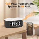 JALL Fabric Alarm Clock for Bedroom, with Big Led Screen Display, Bluetooth Stereo Sound Speaker, FM Radio, Fast Wireless Charging, USB Charging Port, Nightlight, White Noise, Ideal for Gift, Black by TinyTreasures Baby Boutique