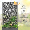 Raised Garden Bed with Trellis and Wheels,73"x35"x16" Metal Raised Garden Bed,Black Flowing Leaf Metal Planter with Climbing Trellis for Vines & Vegetables by GreenHaven Gardens