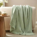 Amélie Home Chenille Knit Throw Blanket for Couch, Chevron Texture Decorative Soft Blanket for Sofa, Bed & Chair, 50"x60", Sage Green by CozyNest Decor