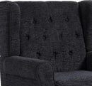 UIXE High Back Accent Chairs Set of 2, Upholstered Armchair in Fabric, Retro Wingback Arm Chair for Living Room, Comfy Single Sofa Bedroom Reading Seat with Solid Wood Legs - Black Blue by CozyNest Decor
